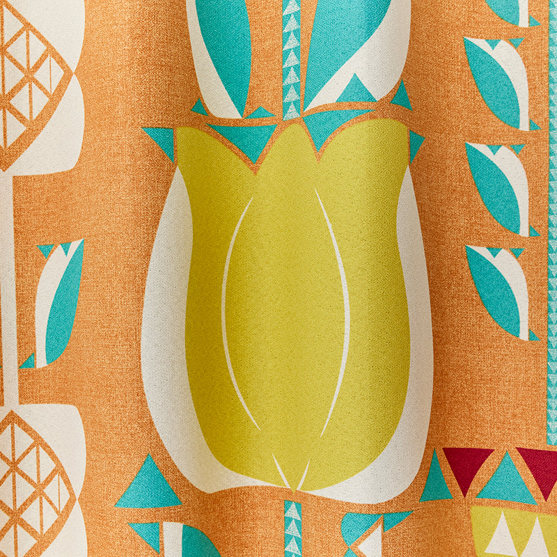 【サイズオーダー】チューリップ柄にペンギンが隠れている可愛いデザイン遮光3級カーテン 1枚入り