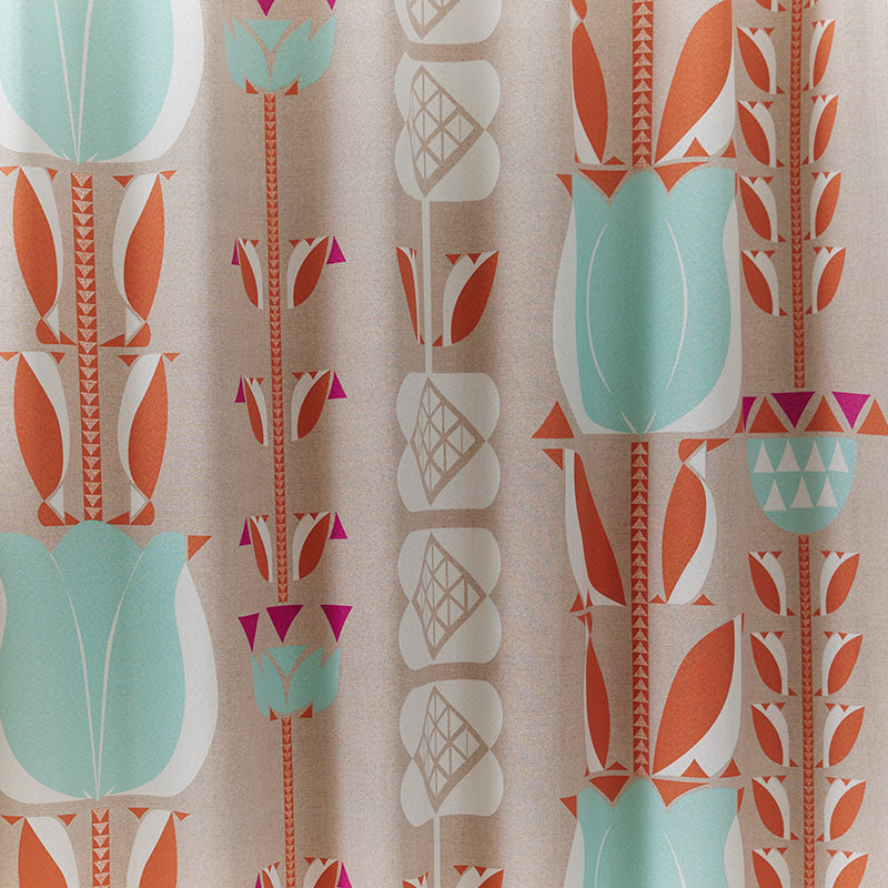 【サイズオーダー】チューリップ柄にペンギンが隠れている可愛いデザイン遮光3級カーテン 1枚入り