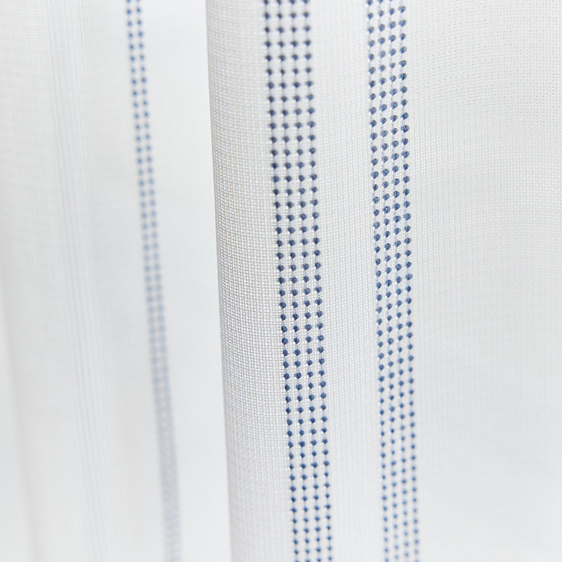 【サイズオーダー】刺し子調のストライプでクラフト感のあるレースカーテン 1枚入り