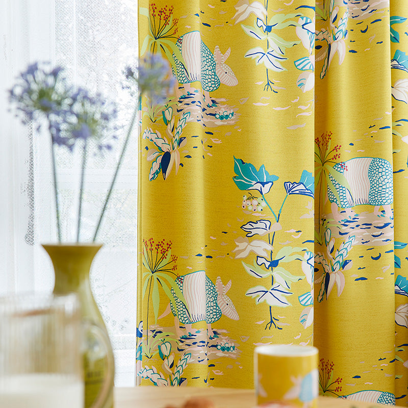 【サイズオーダー】アルマジロが歩いているかのようなデザインの遮光カーテン 1枚入り