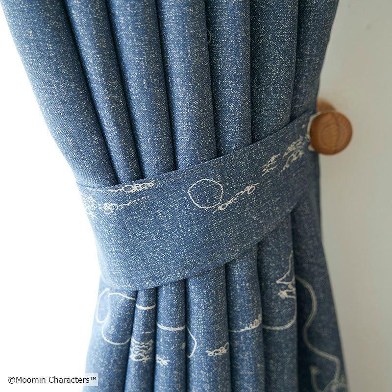 MOOMIN デニムボーダー 遮光2級カーテン 1枚入り