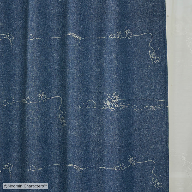 MOOMIN デニムボーダー 遮光2級カーテン 1枚入り