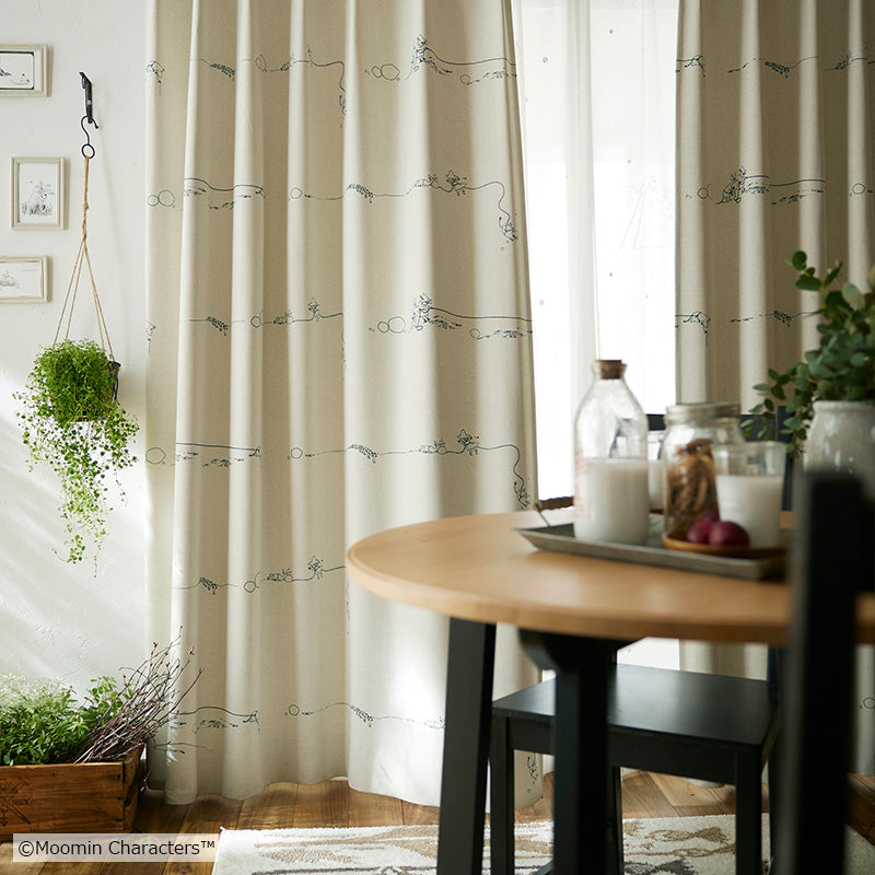 MOOMIN デニムボーダー 遮光2級カーテン 1枚入り