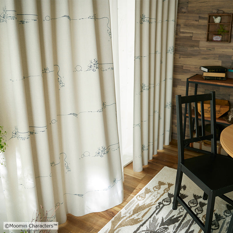 MOOMIN デニムボーダー 遮光2級カーテン 1枚入り