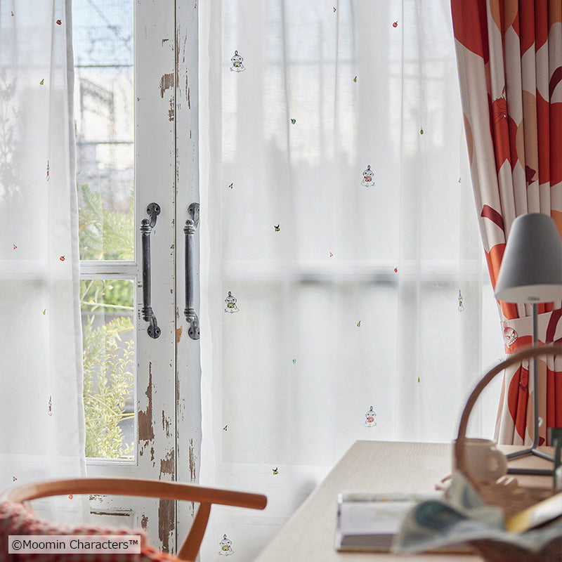 MOOMIN リンゴガブリ!ボイル レースカーテン 1枚入り