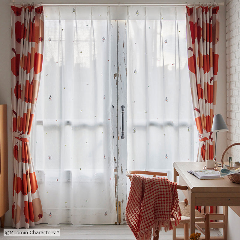 MOOMIN リンゴガブリ!ボイル レースカーテン 1枚入り