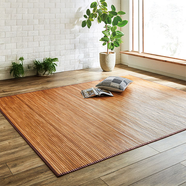天然のひんやり感で涼しい竹ラグ ダイニングラグやリビングラグに
