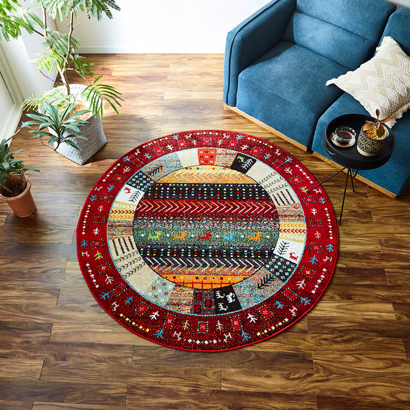 ギャッベ柄デザインのラグ トルコ製ウィルトンカーペット イビサ