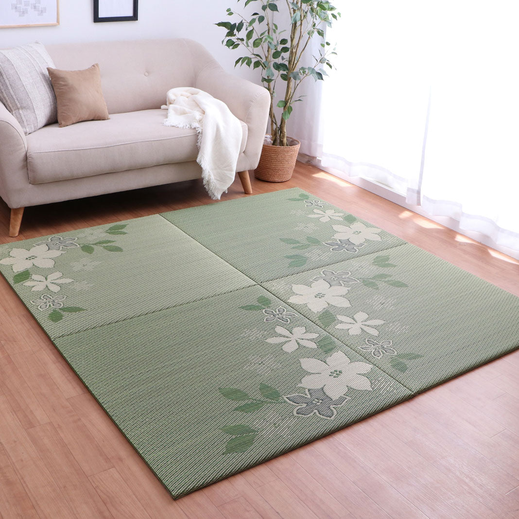 大きなリーフ柄が特徴の置き畳 デザインリーフ