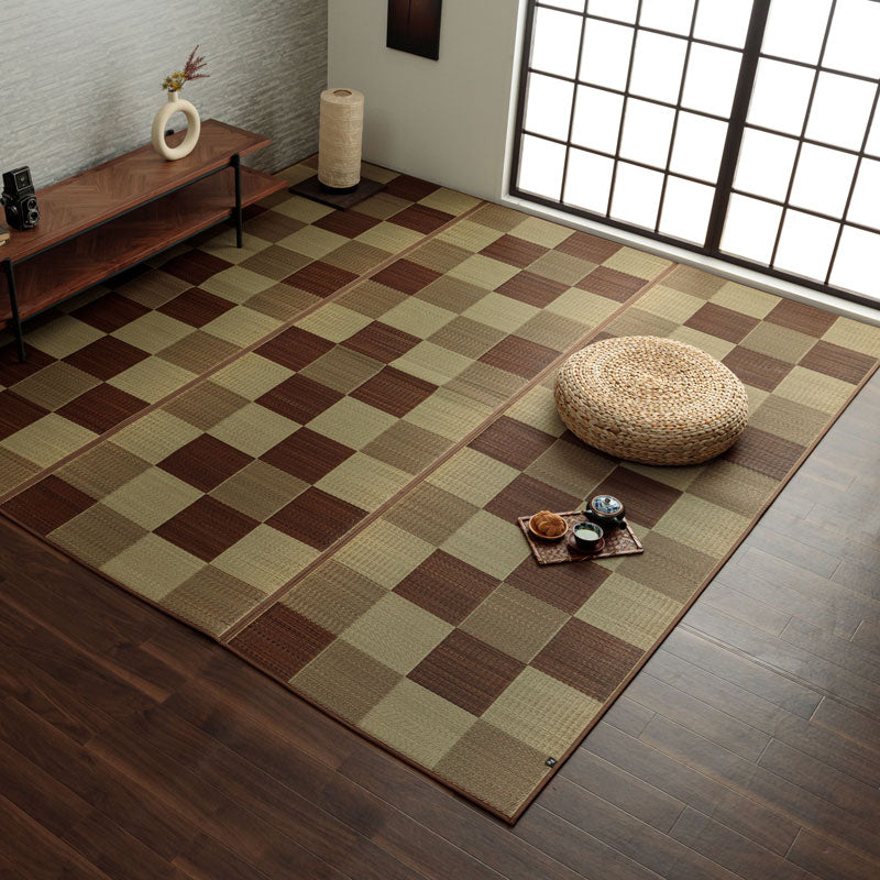 シンプルで飽きのこないブロック柄のい草カーペット ブロック