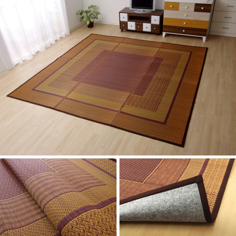 モダンデザインのい草花ござ 日本の職人により作られた和の美しさを持つ 江戸間サイズ 裏貼り加工 ランクス