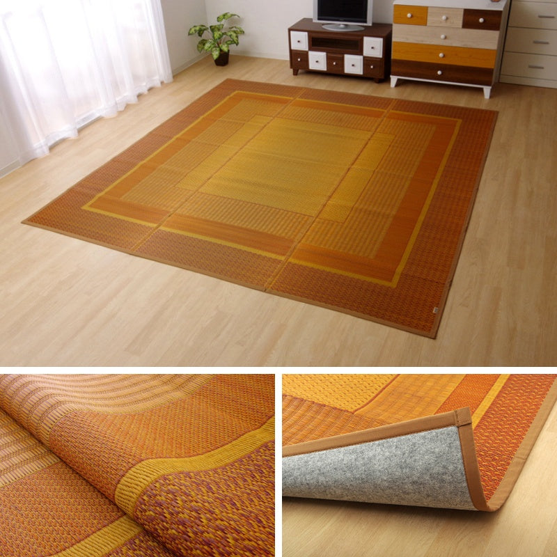 モダンデザインのい草花ござ 日本の職人により作られた和の美しさを持つ 江戸間サイズ 裏貼り加工 ランクス