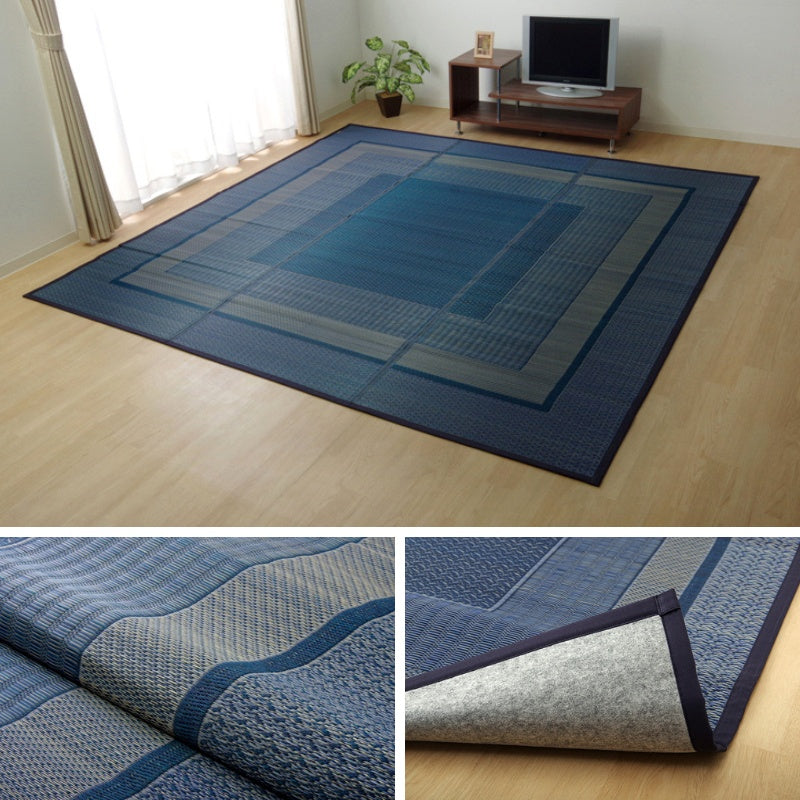 モダンデザインのい草花ござ 日本の職人により作られた和の美しさを持つ 江戸間サイズ 裏貼り加工 ランクス