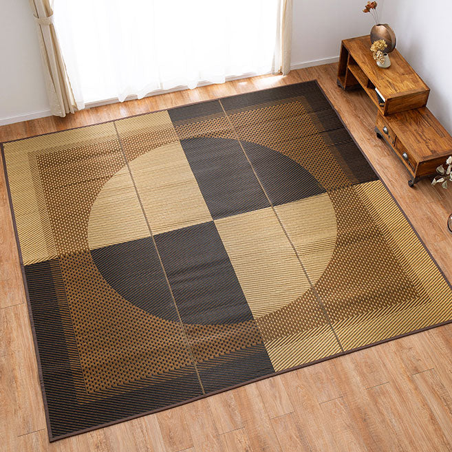 国産い草ラグ 月光 裏貼り加工 中央に大きな円が描かれたシンプルで大胆なデザイン