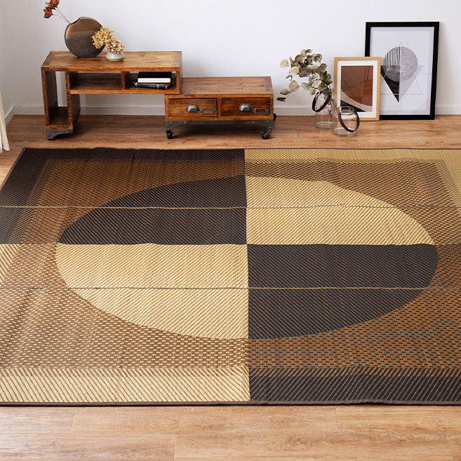 国産い草ラグ 月光 裏貼り加工 中央に大きな円が描かれたシンプルで大胆なデザイン