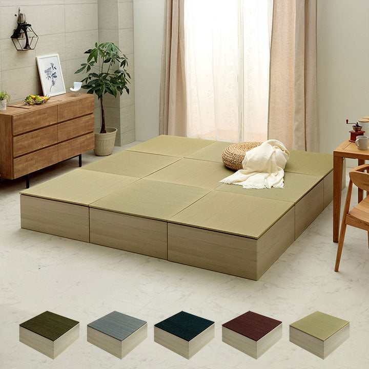 組み立て式のダンボール製小上がりと置き畳のセット 70×70×29.5cm(1セット:置き畳×1・小上がり×1)