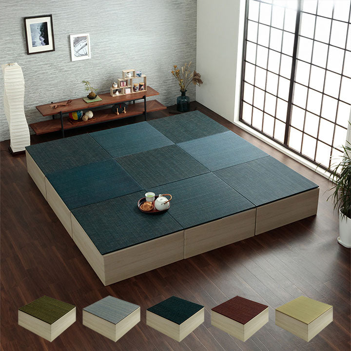 組み立て式のダンボール製小上がりと置き畳のセット 70×70×29.5cm(2セット:置き畳×2・小上がり×2)