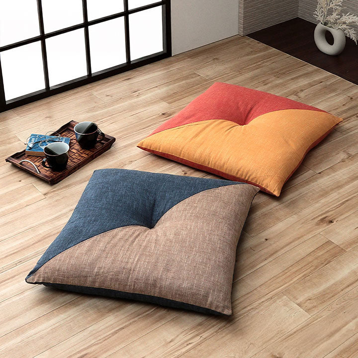 座布団 バイカラーの日本製座布団 綿100%の柔らかな肌触り 60×60cm