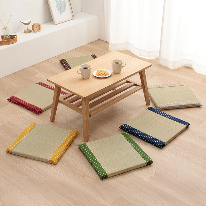 ヘリにインド綿生地を刺し子調に織り上げたい草座布団 詩織