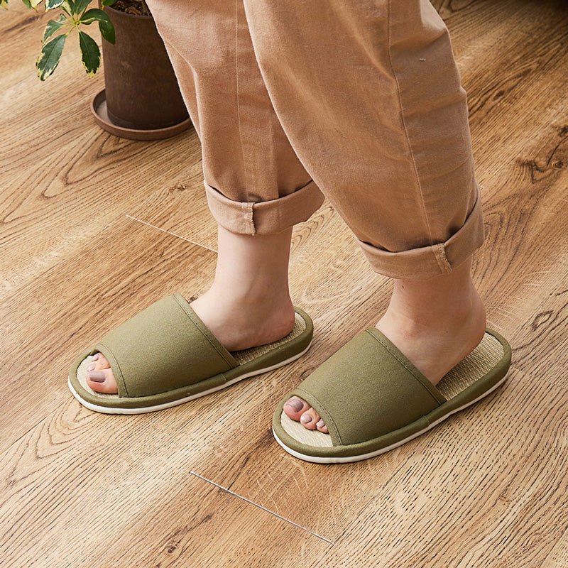 国産い草と倉敷帆布を使用した国産い草スリッパ Mサイズ 約26cm