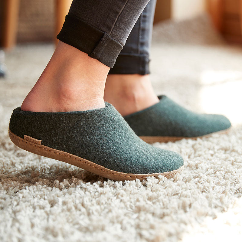 glerups SLIP-ON WITH LEATHER SOLE - スリッポン ルームシューズ