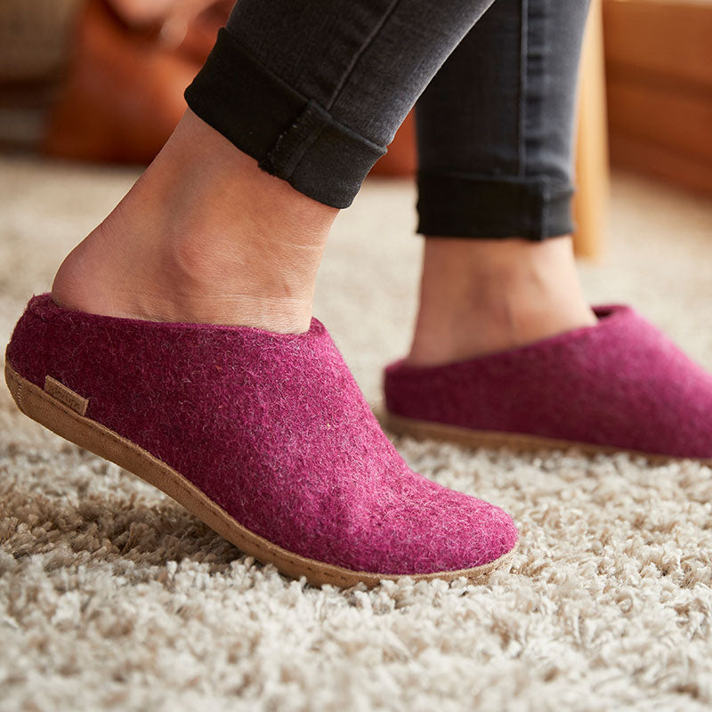 glerups SLIP-ON WITH LEATHER SOLE - スリッポン ルームシューズ