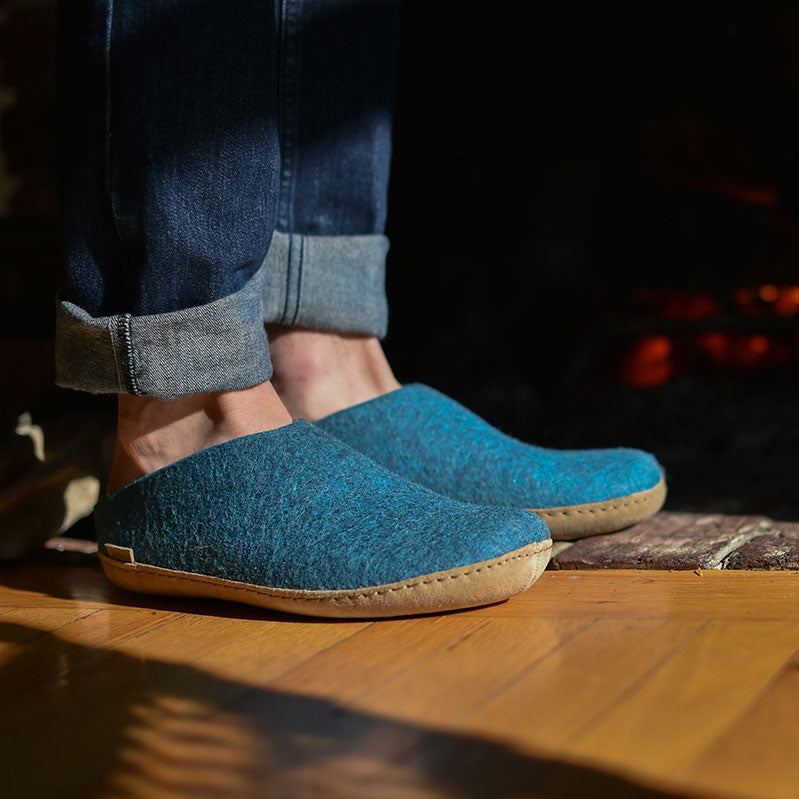 glerups SLIP-ON WITH LEATHER SOLE - スリッポン ルームシューズ