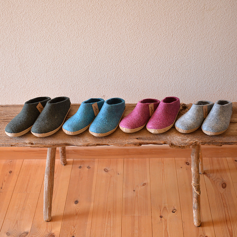 glerups SLIP-ON WITH LEATHER SOLE - スリッポン ルームシューズ