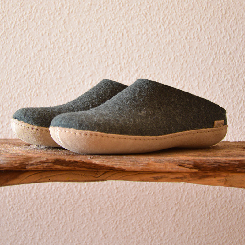 glerups SLIP-ON WITH LEATHER SOLE - スリッポン ルームシューズ