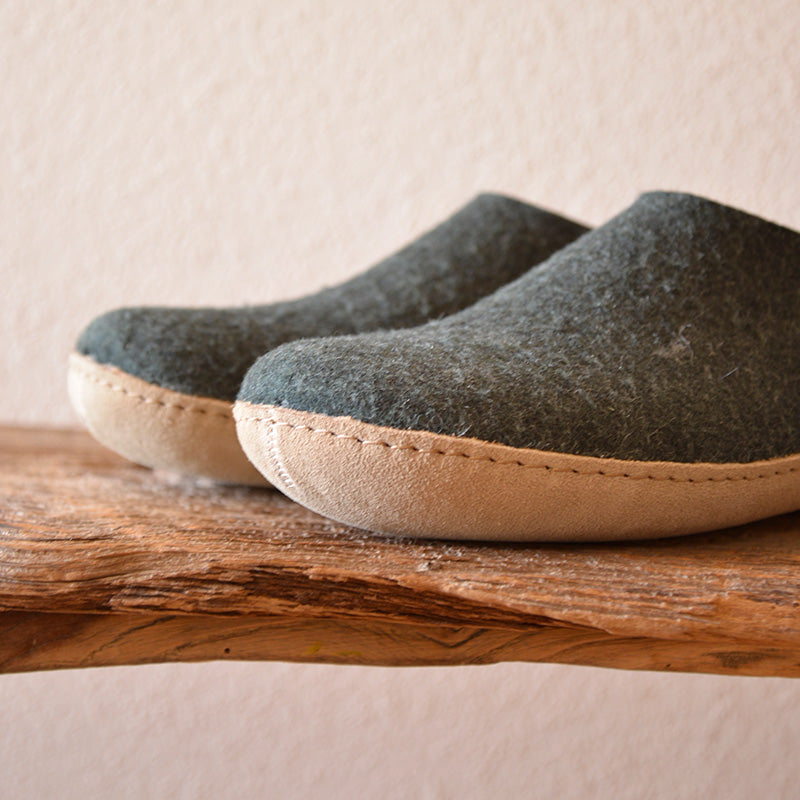 glerups SLIP-ON WITH LEATHER SOLE - スリッポン ルームシューズ