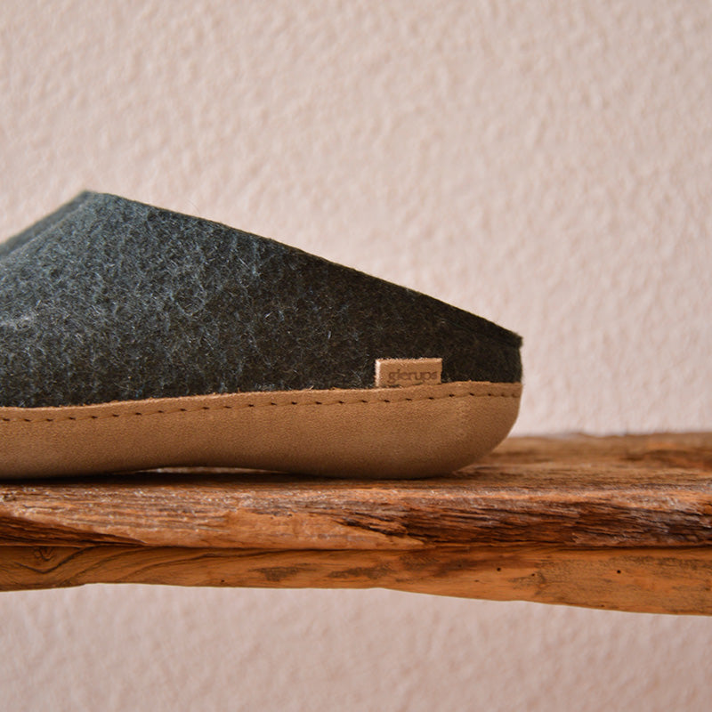 glerups SLIP-ON WITH LEATHER SOLE - スリッポン ルームシューズ