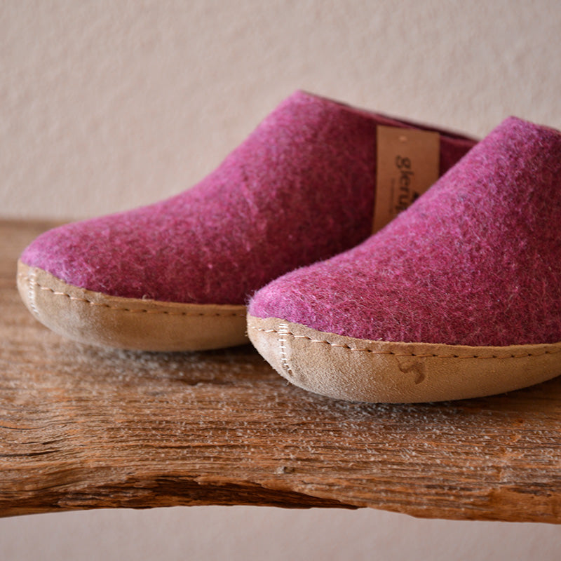 glerups SLIP-ON WITH LEATHER SOLE - スリッポン ルームシューズ