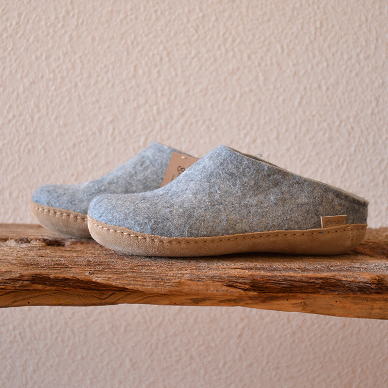 glerups SLIP-ON WITH LEATHER SOLE - スリッポン ルームシューズ