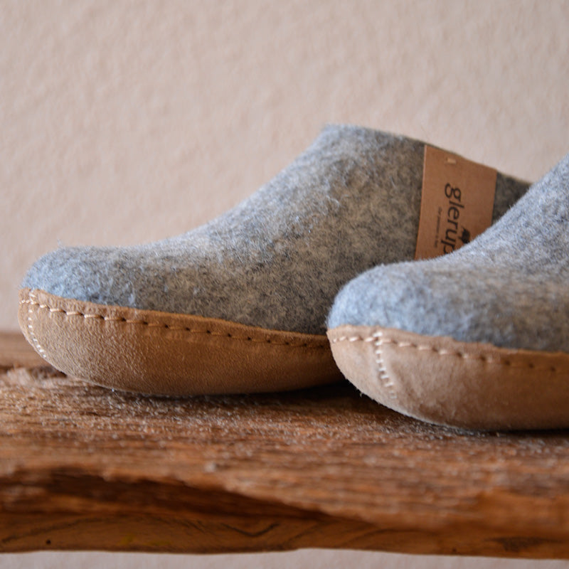 glerups SLIP-ON WITH LEATHER SOLE - スリッポン ルームシューズ