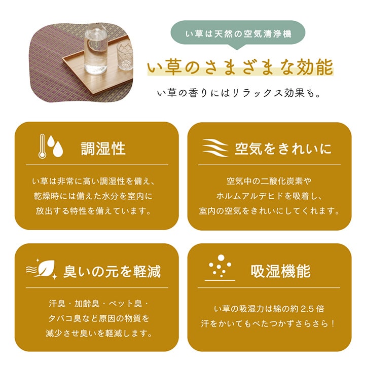 吸着シート付きい草ラグ ピタっとズレない!