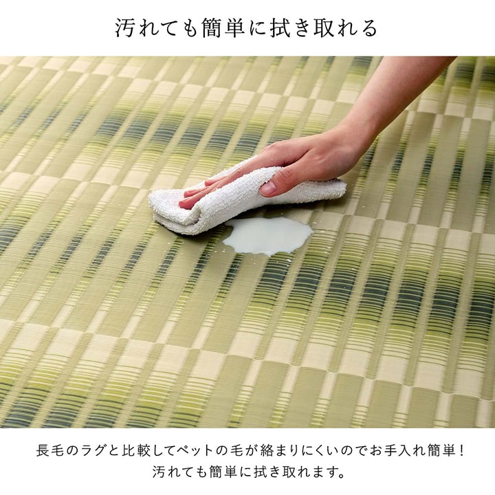 ペット対応の水洗いできるカーペット汚れに強く耐久性抜群!い草風デザイン 江戸間・本間サイズ