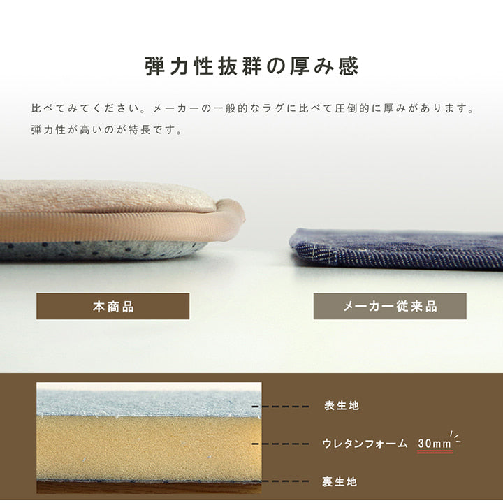 ふかふか極厚ボリュームラグ パイル地でサラッとした肌触り 階下への防音対策にも