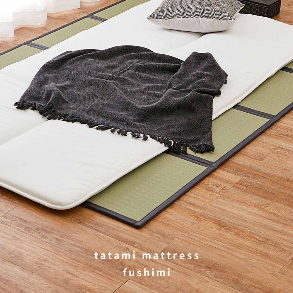 水拭きできるい草風マットレス 折り畳めて収納カンタン シングル~ダブル