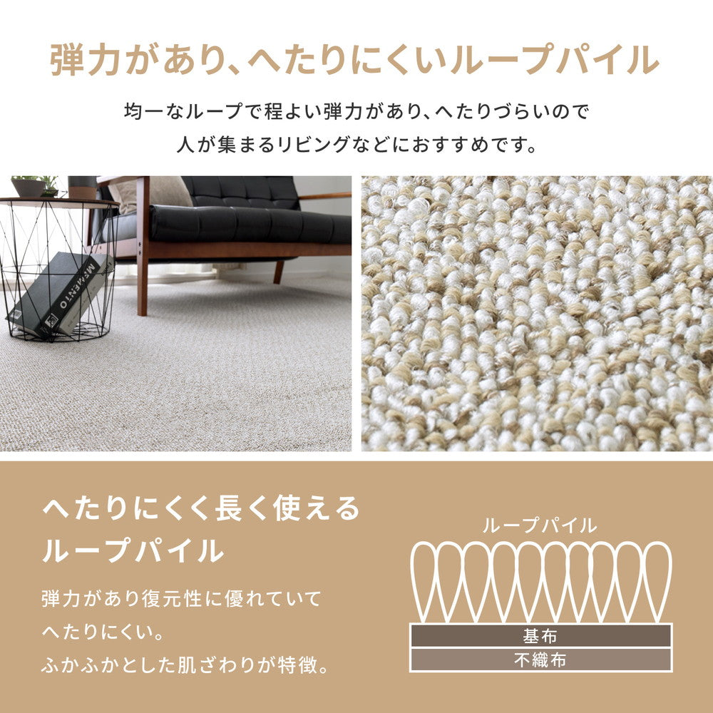 はっ水加工で汚れにくいカーペット 防炎・防音・防ダニ・抗菌・防臭・防汚 江戸間3~10畳