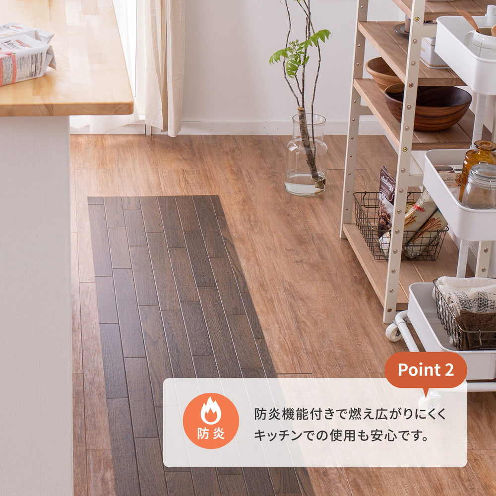 クッションフロアキッチンマット 抗ウィルス・抗菌・防カビ機能付きの水拭きできる幅60cm 長さ120cm~270cm