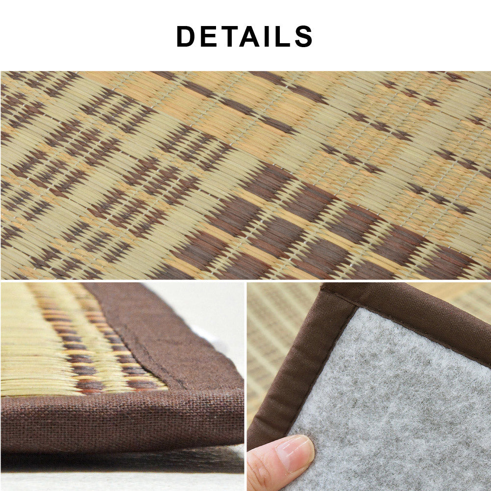 和モダンテイストのい草ラグ クレパス 中材にウレタンを約8mm入れた3層構造