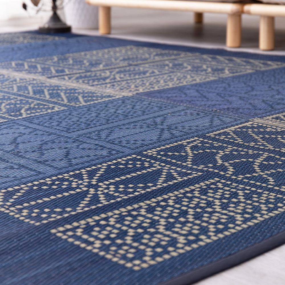 幾何柄と高級感を表現したい草ラグ 伊勢型紙の繊細な柄を表現 伊勢 裏貼り