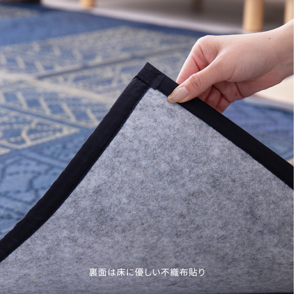 幾何柄と高級感を表現したい草ラグ 伊勢型紙の繊細な柄を表現 伊勢 裏貼り