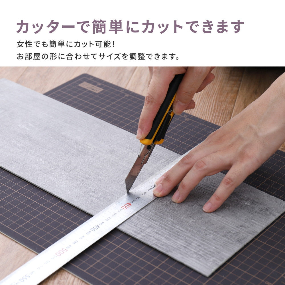 貼ってはがせるフロアタイル フィルムをはがして並べて貼るだけ 木目調 72枚組(6畳分)