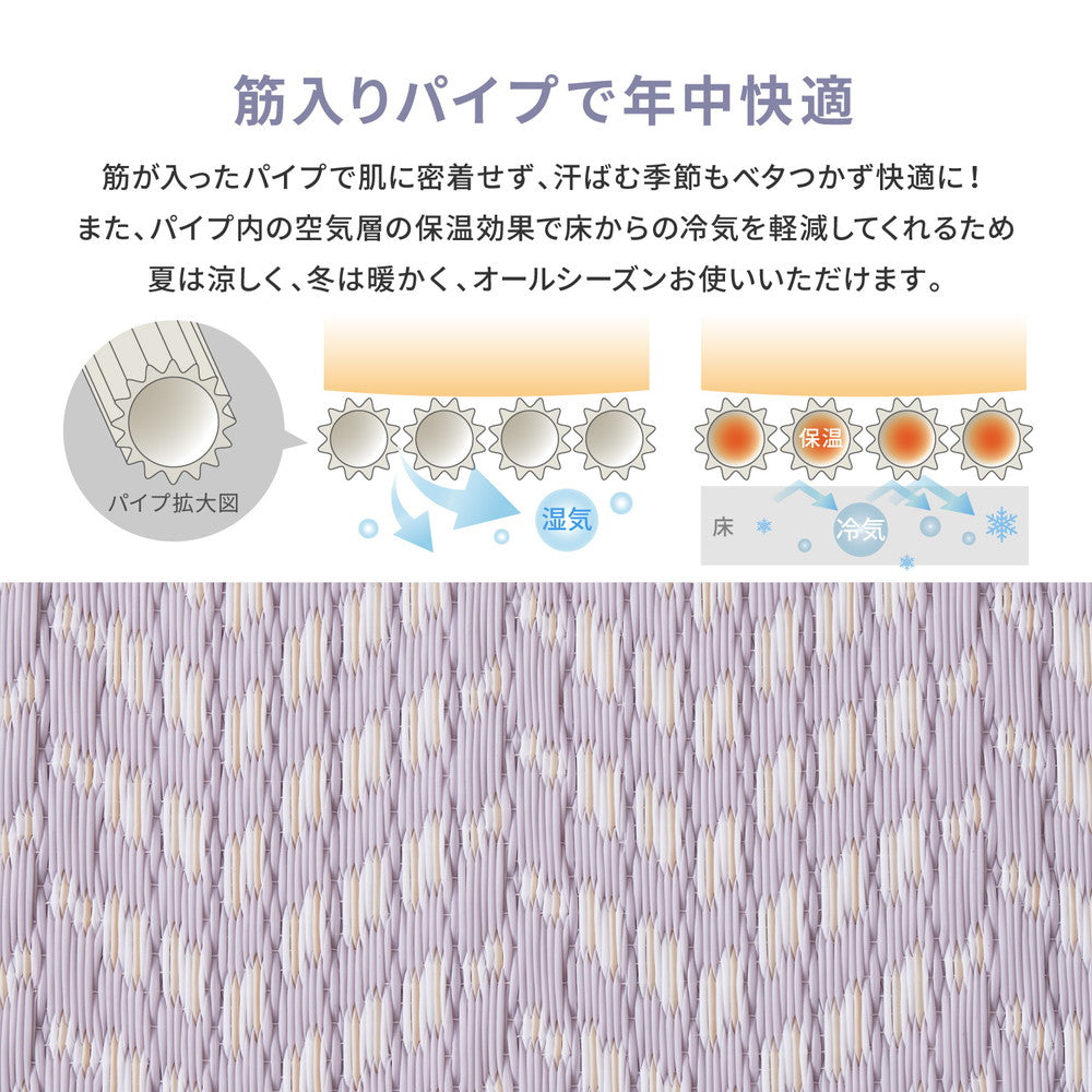 パステルカラーがかわいい洗えるい草風カーペット パスラッシュ 江戸間サイズ