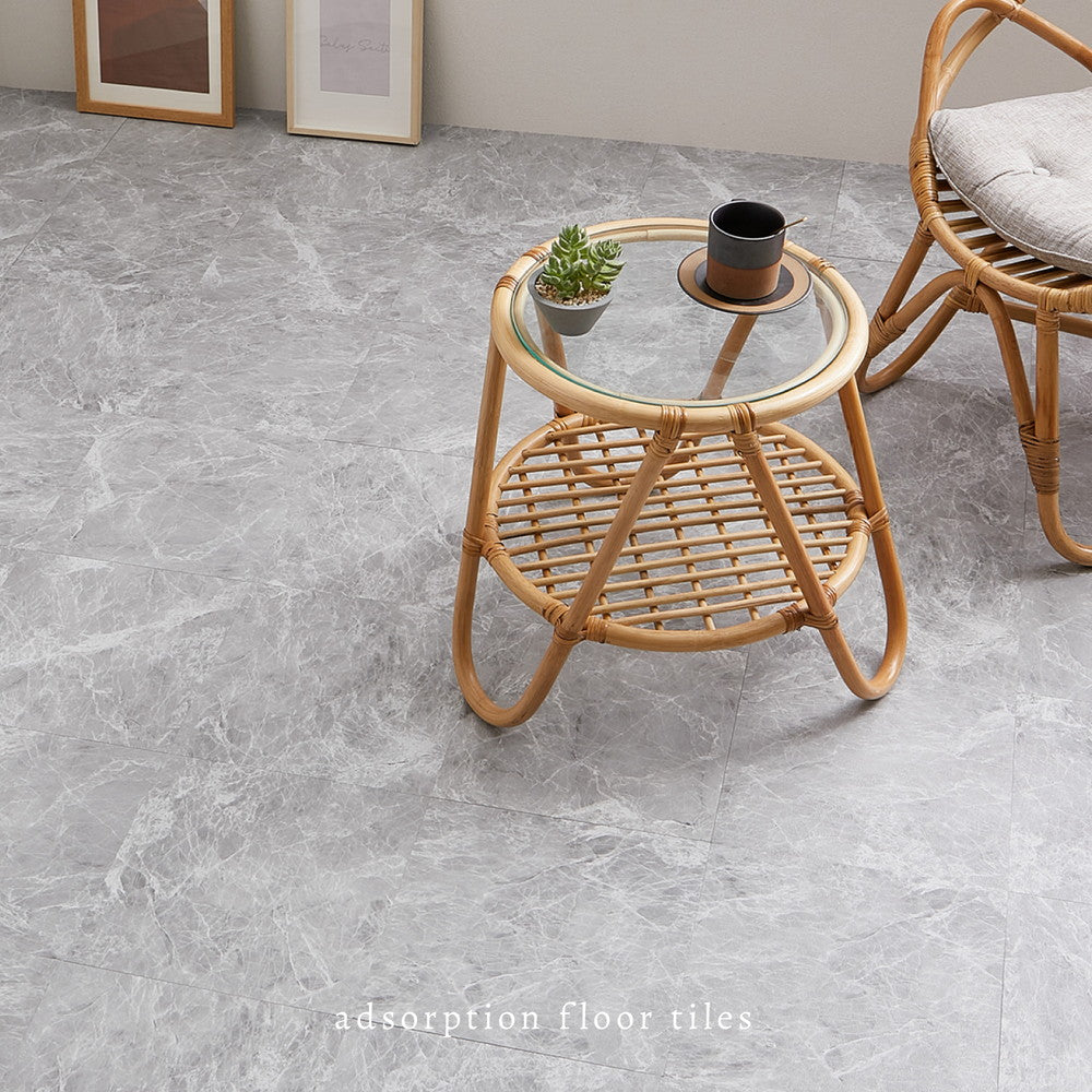 貼ってはがせるフロアタイル 木目調や大理石柄でモノトーンインテリアにぴったり 20枚組