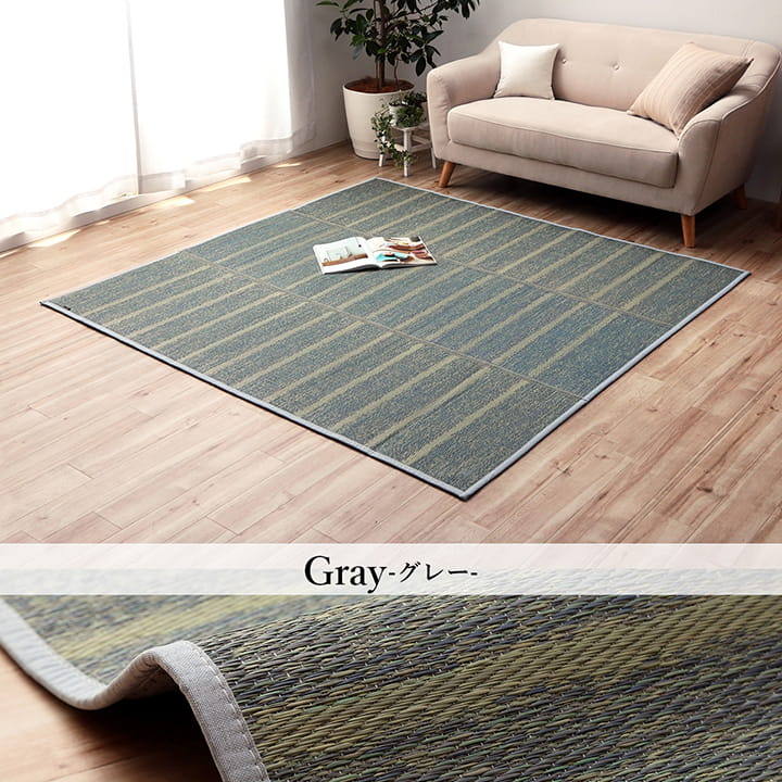 シンプルなボーダー柄のい草ラグ シルフ