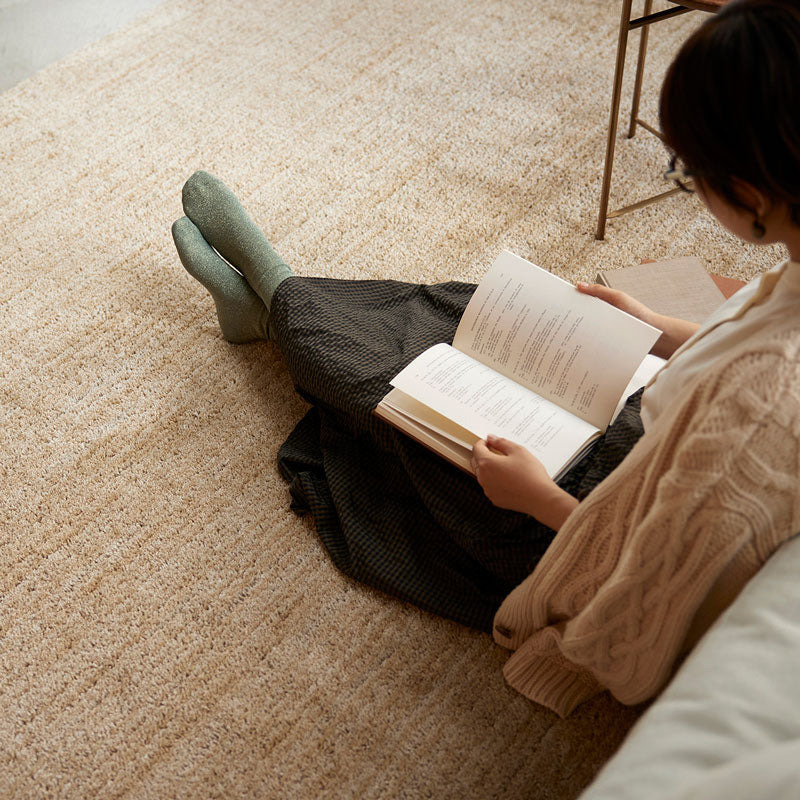 どんなお部屋にも合わせやすい洗える無地のラグ Ecru - エクリュ