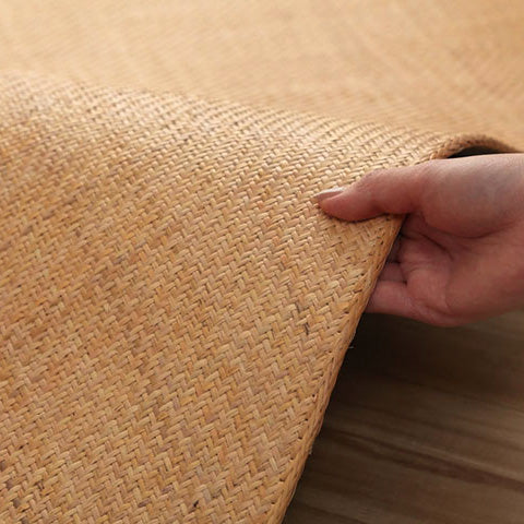 天然素材の籐を使用した籐ラグ アジアンテイストのラタンラグ 籐あじろ