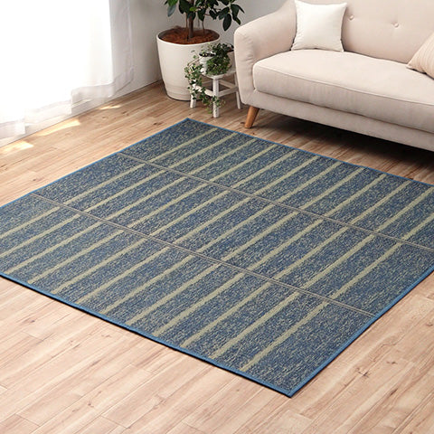 シンプルなボーダー柄のい草ラグ シルフ